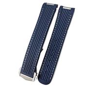 KFAA 20mm Rubber Silicone Watch Strap Fit For Omega Seamaster 300 AT150 Aqua Terra Ultra Light 8900 Steel Buckle Watchband Bracelets (Color : Blue white 1 Pointed, Size : 20mm)