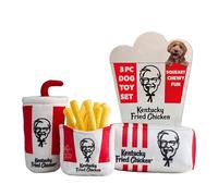 KFC Chicken Box Meal - 3-Piece Dog Toy Set - Chicken Box, French Fries & Soda - Fun Food-Themed Crinkle & Squeaky Interactive Plush Toys for Medium Dogs & Moderate Chewers