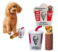 KFC Mini Chicken Wrap & Soda Meal - 2-Piece Vinyl Squeaky Dog Toy Set - Includes 6” Chicken Wrap & 6” Soft Drink Cup - Lightweight, Fun, and Interactive Play for Small & Gentle Chewers