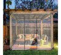 KFDDO Outdoor Vinyl Curtain, Clear Gazebo Side Panels Heavy Duty Waterproof Tarp with Zipped Door, for Pergola, Garden, PlantsResistant Outdoor Curtains (3x2.5m)