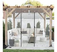 KFDDO Transparent PVC Tarpaulin Outdoor Curtains with Zipped Door Clear Gazebo Side Panels Heavy Duty with Grommets Pergola Curtains (2.2x2.5m/7.2x8.2ft)
