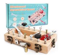 KFDDRN Montessori Screwdriver Board Set, Montessori Toys for 3-5 Year Olds, Children's Wooden Toys, Wooden Screw Board, Motor Skills Toys, Gift for Girls and Boys