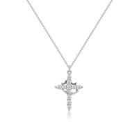 KFDGBF Crown Cross Pendant Necklace for Men Women - Rotating Delicate Choker, Tarnish-Resistant Titanium Steel Minimalist Jewelry, One Size, Copper, artificial crystal