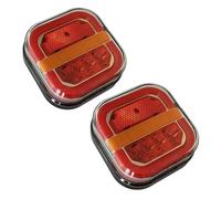 KFDHENSM Pair 12-24V Square Tail Light Left Right Rear Brake Stop Taillight Indicator Turn Signal For Trailer Van Bus 4x4 Pickup Rear Bumper Reflector
