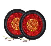 KFDHENSM Round 16 LED 4 Inch Rear Tail Light Brake Stop Side Marker Turn Singal Warning Waterproof Truck Trailer RV Caravan 12V 24V Rear Bumper Reflector