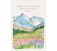 KFDJIG Bible Verse Canvas Wall Art God Knows All Our Needs-Philippians 4:19 Poster Watercolor Wildflower Landscape Print Painting Christian Quotes Decor For Prayer Room Living Room 12x16in Unframed