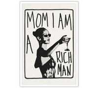 KFDJIG Funky Canvas Trendy Wall Art Mom I Am A Rich Man Poster Aesthetic Retro Music Goblet Poster Feminist canvas Wall Art Vintage Bar Cart Preppy Dorm Decor Unique Wall Art prints 16x24in Unframed