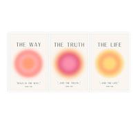 KFDJIG Jesus Poster Set of 3,Jesus Is The Way and The Truth and The Life Bible Verse Canvas Wall Art Religious Christian Minimalist Prints Inspirational Decor for Bedroom Living Room 12x16in Unframed