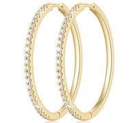 KFERAXSZ Gold Plated Hoop Earrings for Women, 14K Gold Plated Earrings with Entrusted Cubic Zirconia, Comfortable 14K Gold Plated Hoop Earrings for Women, 35mm, 35mm, 14K Gold Plated, Cubic Zirconia