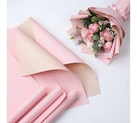 KFGCA 20 Sheets Pink Floral Wrapping Paper, 21.7x21.3 Inch Waterproof Korean Style Flower Wrap for Bouquets - Premium Pink Floral Paper for Single Flower Wrap, Birthdays, Weddings & DIY Crafts