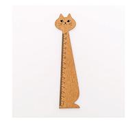 KFGISD, 1 Piece Cat Straight Ruler Wooden Kawaii Tools Stationery Cartoon Drawing Gift Korean Office School Supplies Set,Rulers(Yellow)