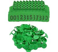 KFGISD, 100 Sets Numbered Cattle Ear Tags Oversize 3X2.4 Cow Ear T001-100 Number 001-100 Blue/Yellow/001-100,Livestock tag(Green,201 300)