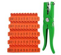 KFGISD, 100Pcs Livestock Ear Tags TPU for Goat Animal Cattle Sheep Pig Dog Deer Farm, with 1Pcs Ear Tags Applicator 201-300/301-400,Livestock tag(Orange,301 400)