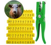 KFGISD, 100Pcs Livestock Ear Tags TPU for Goat Animal Cattle Sheep Pig Dog Deer Farm, with 1Pcs Ear Tags Applicator 201-300/301-400,Livestock tag(Yellow,301 400)