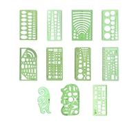 KFGISD, 11 Pcs Drawings Templates Rulers Learn School Practical Measuring Multifunction Wide Usage Math Geometry Stencils Set Set,Rulers