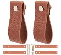 KFGISD , 12PCS Leather Drawer Pull Vintage Cabinet Door Handle Full Grain Furniture Hardware Pulls,Leather Handles(Chocolate)