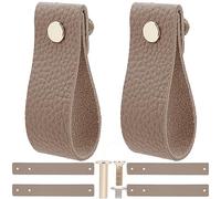 KFGISD , 12PCS Leather Drawer Pull Vintage Cabinet Door Handle Full Grain Furniture Hardware Pulls,Leather Handles(Tan)