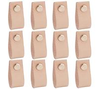 KFGISD , 12PCS LeatherHandle Handmade Dresser Cabinet Knobs Replacement with Screws for Dresser Drawers Wardrobe,Leather Handles(Beige)
