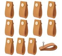 KFGISD , 12PCS LeatherHandle Handmade Dresser Cabinet Knobs Replacement with Screws for Dresser Drawers Wardrobe,Leather Handles(Peru)