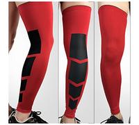 KFGISD, 1PCS Pro Sports Silicone Antiskid Long Knee Legwarmers Support Compression Brace Pad Protector Sport Basketball Leg,Leg Support(Red,M)