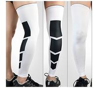 KFGISD, 1PCS Pro Sports Silicone Antiskid Long Knee Legwarmers Support Compression Brace Pad Protector Sport Basketball Leg,Leg Support(White,M)