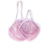 KFGISD, 1pcs Reusable Shopping Bags Portable Net Bag Fruit Vegetable Storage Eco-Friendly Cotton Foldable Mesh Bag, for Shopping Tote,Foam mesh Sleeve(Pink 10,S 10x35x38cm)