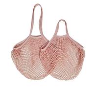 KFGISD, 1pcs Reusable Shopping Bags Portable Net Bag Fruit Vegetable Storage Eco-Friendly Cotton Foldable Mesh Bag, for Shopping Tote,Foam mesh Sleeve(Nude Pink 19,S 10x35x38cm)