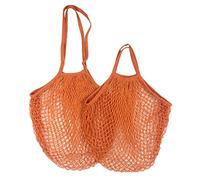 KFGISD, 1pcs Reusable Shopping Bags Portable Net Bag Fruit Vegetable Storage Eco-Friendly Cotton Foldable Mesh Bag, for Shopping Tote,Foam mesh Sleeve(Orange 09,S 10x35x38cm)