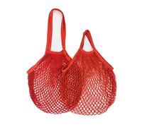 KFGISD, 1pcs Reusable Shopping Bags Portable Net Bag Fruit Vegetable Storage Eco-Friendly Cotton Foldable Mesh Bag, for Shopping Tote,Foam mesh Sleeve(Red 03,S 10x35x38cm)