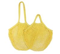 KFGISD, 1pcs Reusable Shopping Bags Portable Net Bag Fruit Vegetable Storage Eco-Friendly Cotton Foldable Mesh Bag, for Shopping Tote,Foam mesh Sleeve(Yellow 02,S 10x35x38cm)