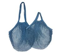 KFGISD, 1pcs Reusable Shopping Bags Portable Net Bag Fruit Vegetable Storage Eco-Friendly Cotton Foldable Mesh Bag, for Shopping Tote,Foam mesh Sleeve(Gray Blue 16,S 10x35x38cm)
