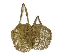 KFGISD, 1pcs Reusable Shopping Bags Portable Net Bag Fruit Vegetable Storage Eco-Friendly Cotton Foldable Mesh Bag, for Shopping Tote,Foam mesh Sleeve(Khaki 11,S 10x35x38cm)