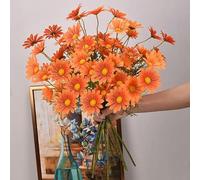 KFGISD, 3/5/10Pcs Artificial White Flower Bouquet DIY Vase Home Garden Living Room Decoration Wedding Party Silk Fake Flowers,Fake Flowers(Orange,3pcs)