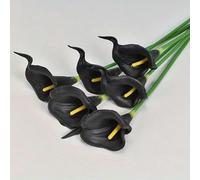 KFGISD, 3/5/10pcs Real Touch White Flower Artificial Calla Lily Silk FlowersFor Home Kitchen WeddingBridal Shower Fake Flower Decor,Fake Flowers(Black,10Pcs)