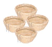KFGISD, 4 Pcs Bamboo Bird Nest Outdoor Decorative Handmade Weaving Breeding Resting Bird House With Hook For Parrots,Birdhouse
