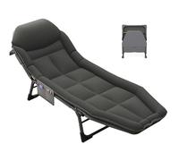 KFGISD, 5-Position Adjustable Sun Lounge Chair, for Camping, Fishing, Picnic, Pool,Camping Bed(Dark Grey)