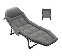 KFGISD, 5-Position Adjustable Sun Lounge Chair, for Camping, Fishing, Picnic, Pool,Camping Bed(Light Grey)