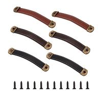 KFGISD , 6 Sets 3 Colors Metal Hardware Cabinet Wooden Box Suitcase Luggage Pulls Grip Replacement Cabinet Pull Strap,Leather Handles(6 Sets 3 Colors)