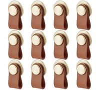 KFGISD , 6PCS Genuine LeatherHandle 4.3 Inch Handmade Dresser Cabinet Knobs Replacement with Screws,Leather Handles