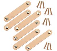 KFGISD , 6Pcs Leather Drawer Pull, Furniture Hardware Pulls for Cupboard Drawer, Silver,Leather Handles(Gold)
