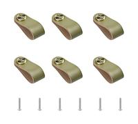 KFGISD , 6Pcs Leather Drawer Pull with Nut Screws for Cabinets Cupboards Wardrobe Dresser,Leather Handles(Olive)