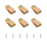 KFGISD , 6Pcs Leather Drawer Pull with Nut Screws for Cabinets Cupboards Wardrobe Dresser,Leather Handles(Peachpuff)