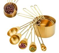KFGISD, 9Pcs Measuring Cups and Spoons Set Stainless Steel Gold Measuring Cup Measurements Set Stackable Measure Cup,Stainless Steel Spoons