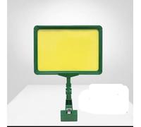 KFGISD, A5 Rotating Clip Swivel Sign Holder with Transparent Film, Yellow Paper, Adjustable Horizontal and Vertical, Sturdy PVC Clip,Clamp-on Sign Holders(Green)
