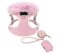 KFGISD, And Lead Soft Warm Pet Leash Set Adjustable Puppy Cat Harnesses Vest For Small Medium Large Dogs Cats Pink L,Dog Carrier(Pink,L)