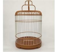 KFGISD, bird cages Hanging Birdcages Small Abs Round Bird House Simple Vintage Bird Cage Portable Bird House Carrier,Bird Cages(Brown)