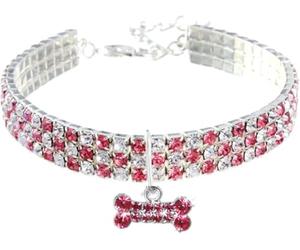 KFGISD, Bling Rhinestones Dog Collars Adjustable Cat Dog Collar With Diamond Glitter Pendant Dog Collars Pet Necklace ，Dog Collar(Blue,Large)