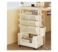 KFGISD, book cartMobile Bookshelf,Mobile Bookshelf With Wheels, 5 Tier Book Rack Table Side Storage Basket Cart Rolling Utility Cart White O ，Mobile Bookcase(White One Size,White)