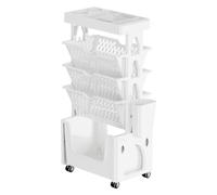 KFGISD, book cartMobile Bookshelf,Mobile Bookshelf With Wheels, 5 Tier Book Rack Table Side Storage Basket Cart Rolling Utility Cart White O ，Mobile Bookcase(Parent,Yellow)