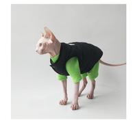 KFGISD, Bottoming Shirt With Vest Warm Cat Suit, Suitable For Sphynx, Etc. ，Cat Clothing(Green+black vest,S)